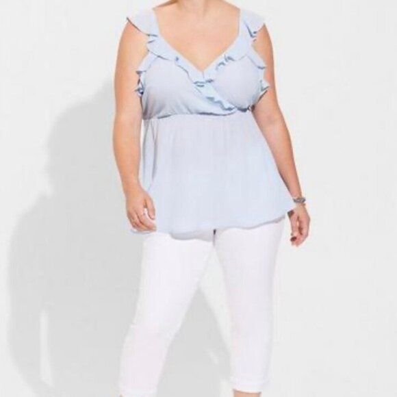 Torrid Peplum Georgette Ruffle Surplice Tank Top Blouse - Picture 2 of 5